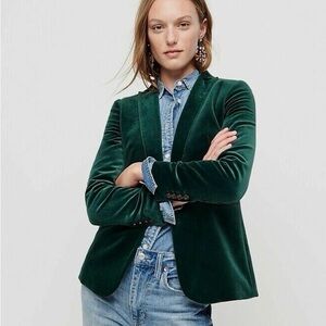 J. Crew Dark Green Velvet Blazer